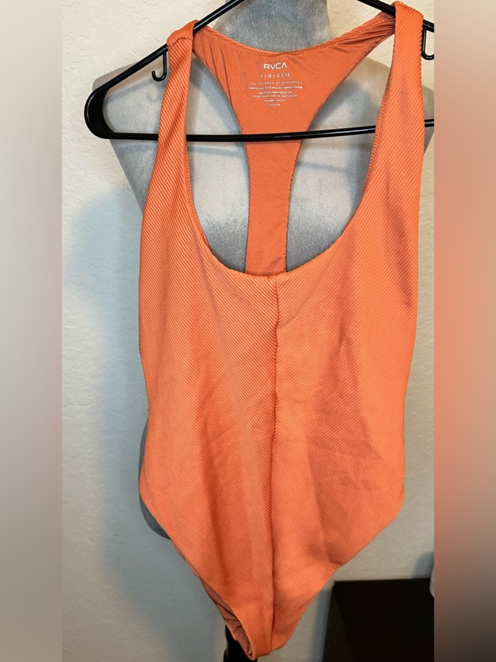 RVCA Orange Ribbed One-Piece Swimsuit